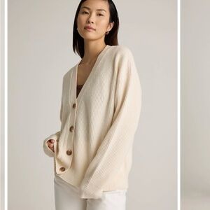 Quince Mongolian cashmere fisherman boxy cardigan sweater